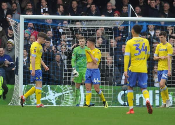 Leeds's Leif Davis hangs his head as he concedes a penalty.  Picture Tony Johnson