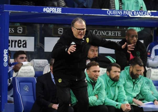 NUMBERS GAME: Leeds United head coach, Marcelo Bielsa shows his frustration on the touchline at QPR on Sunday.  Picture: Tony Johnson