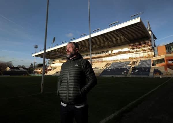 Jamie Peacock pictured by the new Main Stand at thre Emerald Headingly Stadium Leeds.9th January 2019.Picture by Simon Hulme