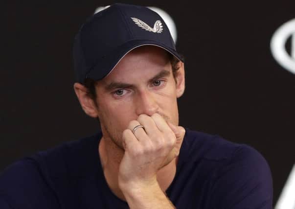 Britain's Andy Murray answers questions during a press conference at the Australian Open tennis championships in Melbourne, Australia, Friday, Jan. 11, 2019. A tearful Murray says the Australian Open could be his last tournament because of a hip injury that has hampered him for almost two years. (AP Photo/Mark Baker)