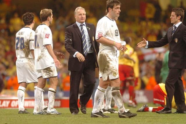 NOT TO BE: Disappointment for Kevin Blackwell and his Leeds United players after losing to Watford in the Championship play-off final in 2006