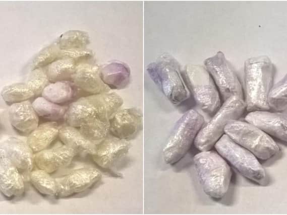 Police in Hull found these wraps of suspected heroin and crack cocaine when they arrested a Wakefield man.