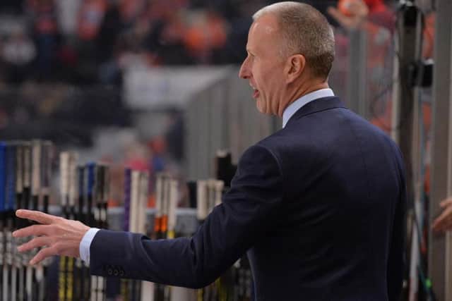 EMBARRASSED: Tom Barrasso was frustrated by the performance of his Sheffield side in the 6-3 defeat to Dundee Stars. Picture: Dean Woolley.