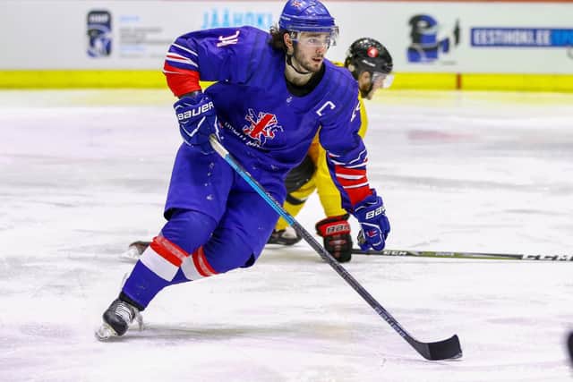 NOT TO BE: GB Under-20s captain Liam Kirk initiates another drive into the Lithuanian zone. Picture courtesy Hendrik Soots.