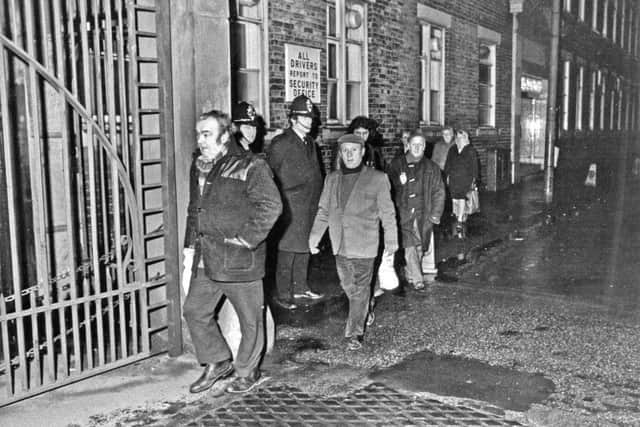 Hadfields workers return to work on February 26, 1980.