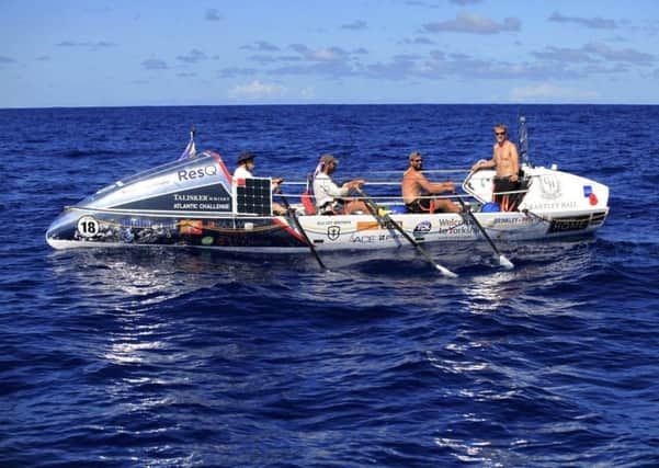 Row4Victory's Glyn Sadler, Fraser Mowlem, Will Quarmby and Duncan Roy. Picture: Talisker Whisky Atlantic Challenge.