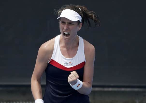 Britain's Johanna Konta reacts after winning a point against Australia's Ajla Tomljanovic Picture: AP/Kin Cheung.