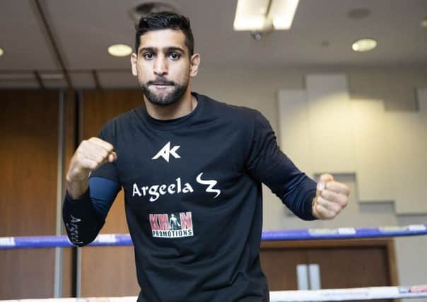 Picture By Mark Robinson.
Amir Khan takes part in a open workout ahead of his fight this coming saturday against Phil Lo Greco.