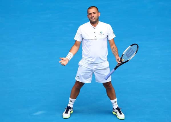 Daniel Evans of Great Britain reacts in his second round match against Roger Federer of Switzerland during day three of the 2019 Australian Open at Melbourne Park on January 16, 2019.  (Picture: Cameron Spencer/Getty Images)
