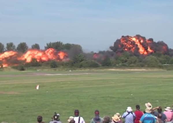 The crash during the Shoreham Airshow on August 22 2015 where Pilot Andrew Hill was performing a stunt in a 1950s Hawker Hunter before it plummeted onto the A27 in West Sussex and exploded into a fireball killing 11 men.