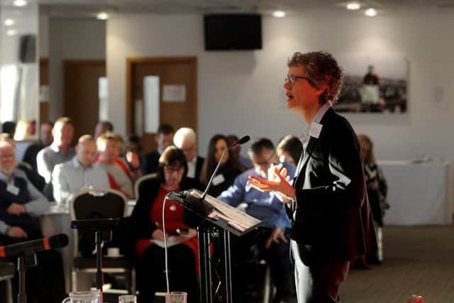 Breakfast conference on Brexit at the New York Stadium, Rotherham.. Speaker Jenny Lawson..17th January 2019.Picture by Simon Hulme