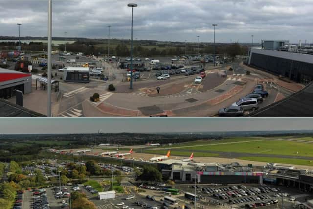 How the airport looked in 2017 (top) and in 2018 (bottom)