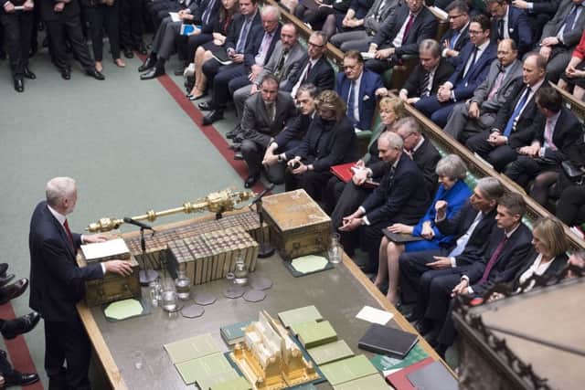 Labour leader Jeremy Corbyn addresses a packed Commons.