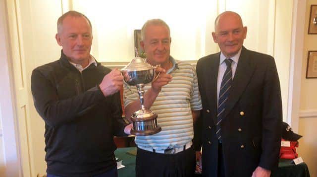 2018 Yorkshire Challenge winners Andrew Knowles and Paul Pethybridge with Ganton captain Peter Kirk.