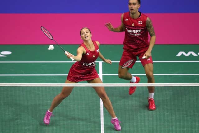 Chris and Gabrielle Adcock, in action during their mixed doubles quarter finals at the 2017 World Championships in Glasgow. Picture: Jane Barlow/PA