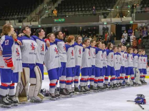 Great Britain Under-20s line-up at the end of their final game against Spain in Tallinn. Picture: Hendrik Soots.