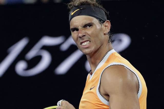 Spain's Rafael Nadal celebrates after defeating United States' Frances Tiafoe. Picture: AP/Aaron Favila