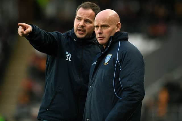 Sheffield Wednesday's Steve Agnew, right, with Steve Clemence. 
Picture: Jonathan Gawthorpe