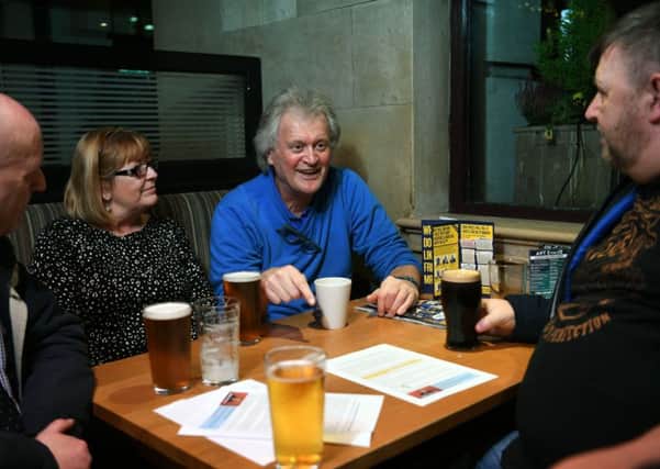Wetherspoon founder and chairman Tim Martin visits his Beckett's Bank pub in Leeds. Pic: Jonathan Gawthorpe 5th December 2018.