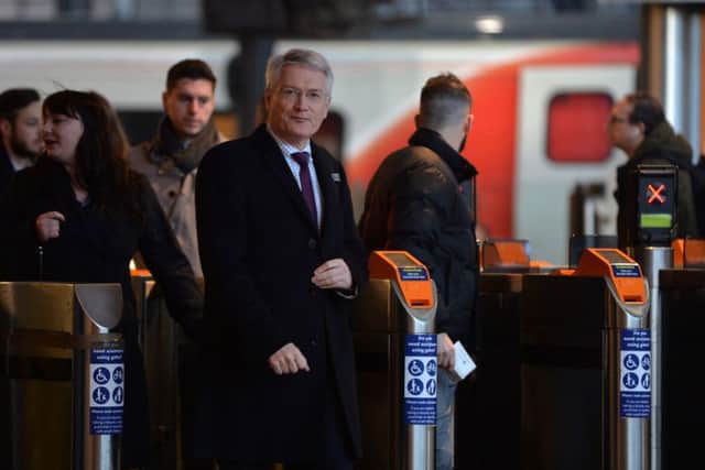 Rail Minister Andrew Jones during a recent visit to Leeds Station.