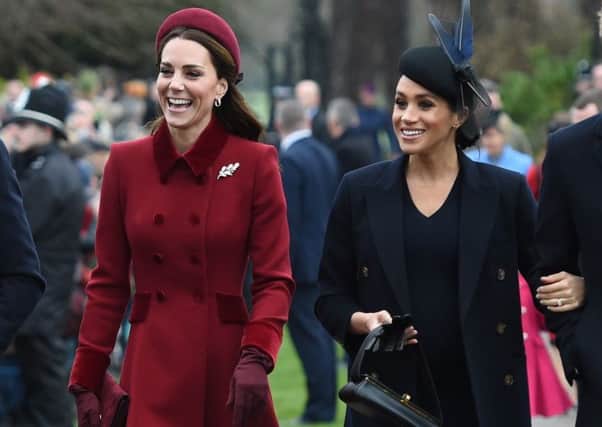 The Duchesses of Cambride and Sussex at the Christmas church service at Sandringham.