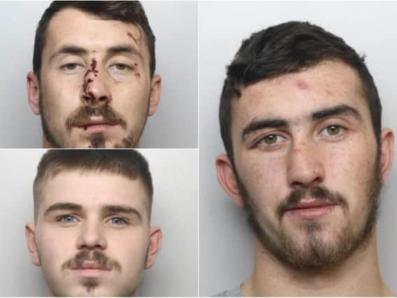 Declan Bower, 23 (upper left), Mason Cartledge, 18 (Bottom left) and Elliot Bower, 19 (right) have all been jailed over the crash on November 9 last year