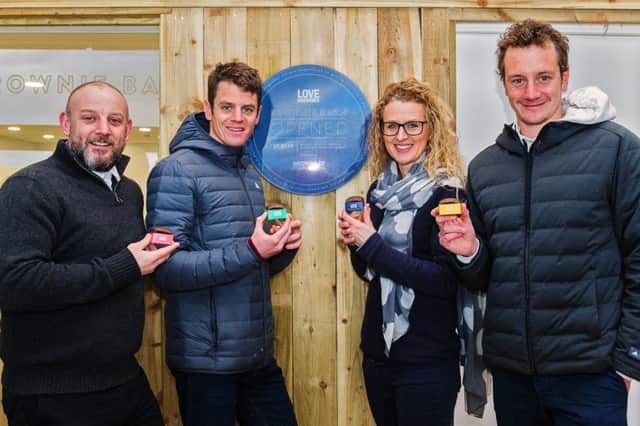 Ilkley business Love Brownies has opened its new bakery, a converted barn at Howgill near Appletreewick, on the Devonshire Estate.  Pictured are Lee and Chantal Teal of Love Brownies with the Brownlees Picture: Tom Holmes