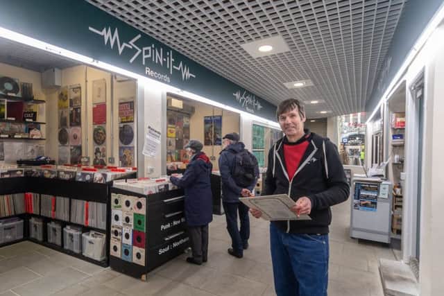Steve Mathie, owner of Spin It Records, in Trinity indoor market, Hull.