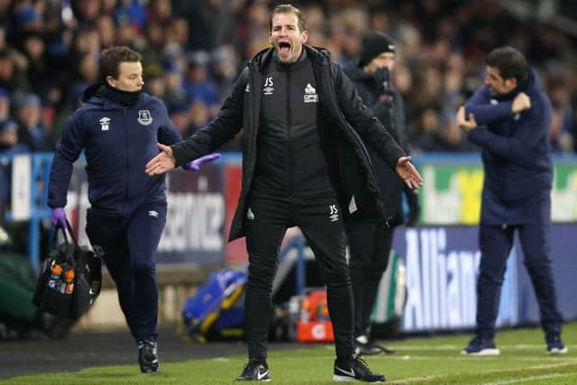 Huddersfield Town manager Jan Siewert reacts on the touchline at the John Smith's Stadium. Picture: Nigel French/Pa