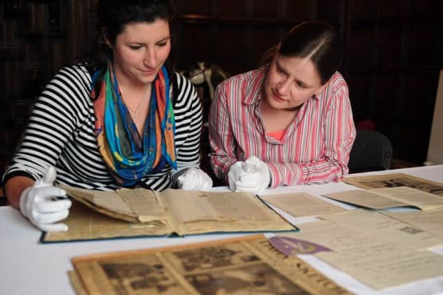 Legacies of War   story of Leeds suffragette Leonora Cohen
Lucy Moore project co-ordinatoe First World War and Nicola Pullan, assistant curator of Leeds and Social History Leeds Museums and Galleries looking at some of her paperwork