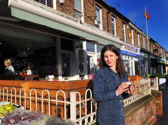 Julia Holding who owns The Pig and Pastry cafe on Bishopthorpe Road in York with her husband Steve. Bishopthorpe Road was named Britain's Best High Street in a competition run by the Department for Communities and Local Government in 2015. Picture by Gary Longbottom.