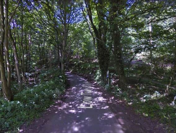 The driver came into difficulties trying to navigate Low Town Bank Road (pictured) near Sutton Bank in North Yorkshire last night. Picture: Google.