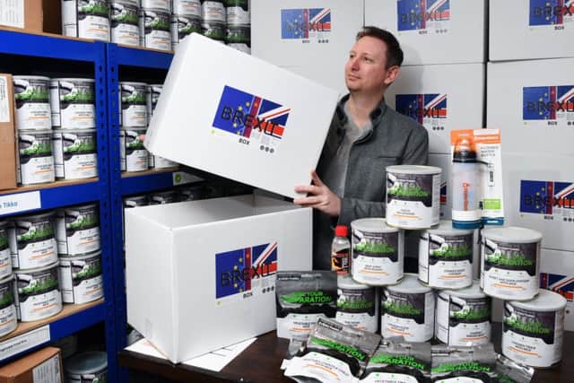 Businessman James Blake has been selling hundreds of 'Brexit boxes' as people increasingly start stockpiling over fears the UK will leave without a deal.