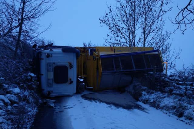 The gritter overturned in Swaledale