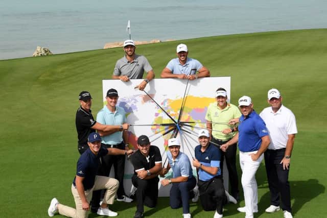 (Left to right) (Front row) Bryson DeChambeau of the USA, Patrick Reed of the USA, Thorbjorn Olesen of Denmark, Sergio Garcia of Spain (Middle row) Henrik Stenson of Sweden, Justin Rose of England, Ian Poulter of England, Lee Westwood of England, Thomas Bjorn of Denmark (Back row) Dustin Johnson of the USA and Brooks Koepka of the United States put Saudi Arabia on the golfing map during a photo call prior to the Saudi International at the Royal Greens Golf & Country Club on January 29, 2019 in King Abdullah Economic City, Saudi Arabia. (Picture: Ross Kinnaird/Getty Images)