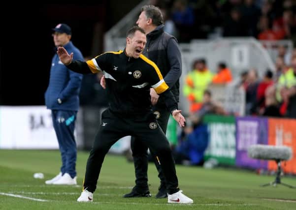 Newport County manager Michael Flynn reacts after a missed chance in the 1-1 draw with Middlesbrough (Picture: Richard Sellers/PA Wire).