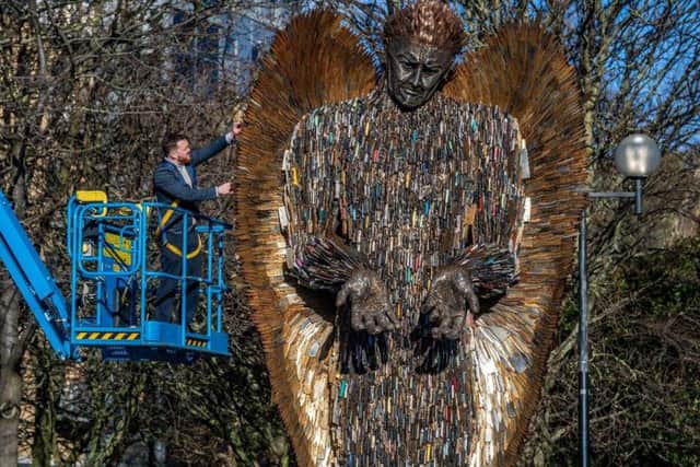 Knife angel is on show in the Rose Bowl in Hull city centre