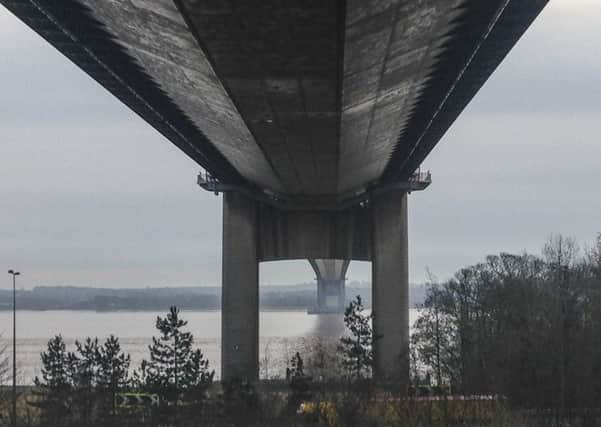 An unusual view of the Humber Bridge.