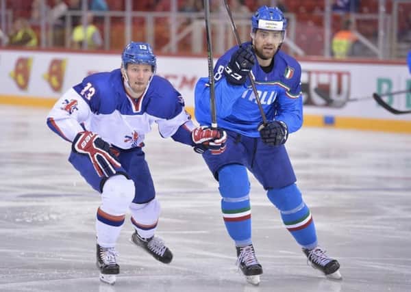 Sheffield Steelers' Davey Phillips in action for Great Britain against Italy