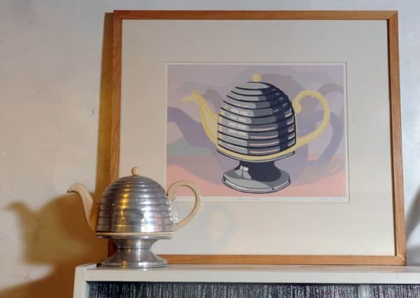 A print by Helen of the Art deco teapot in her kitchen.   Picture Tony Johnson.
