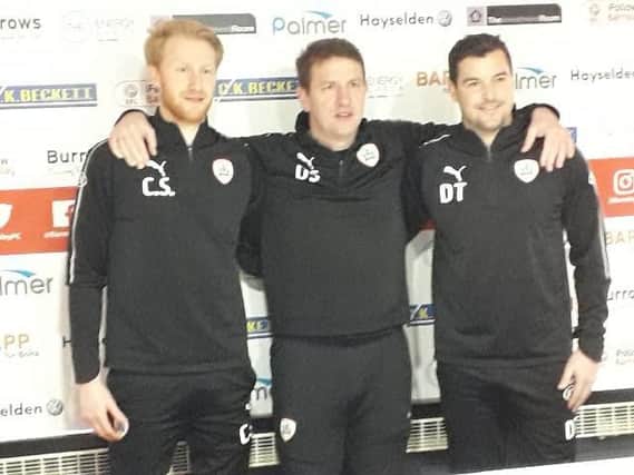 Barnsley coaching team: Christopher Stern, Daniel Stendel and Dale Tonge