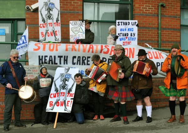 A protest against NHS cuts was held outside the Jubilee Wing of Leeds General Infirmary on Saturday.