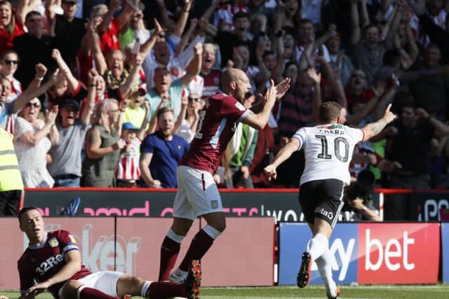 Billy Sharp of Sheffield Utd celebrates scoring the fourth goal against Aston Villa in September (Picture: Simon Bellis/Sportimage)