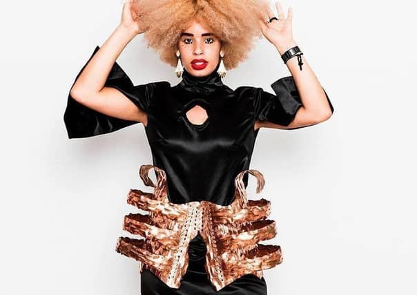 Sadie Clayton wears her own Copper Metal Bodice, from her autumn/winter 2017 collection. Photography by Anthony Lycett