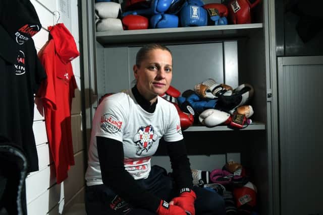 Preparing for glory battle: Painter and decorator Sam Smith, the 38-year-old Leeds professional boxer, in training at her gym in Crossgates ahead of her European title fight next month.
 (Pictures: Jonathan Gawthorpe)