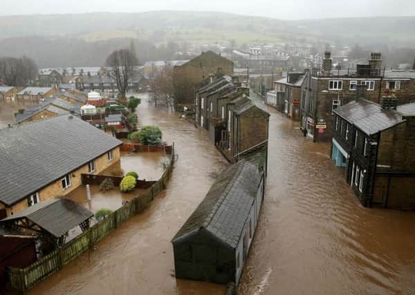 Floods at  Mytholmroyd on Boxing Day 2015.