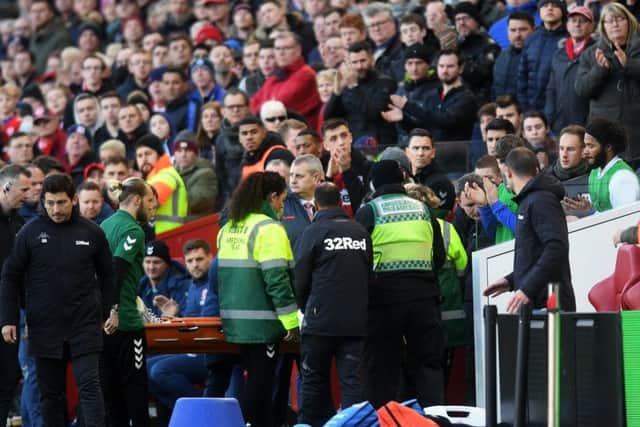 CONCERN: Leeds United boss Marcelo Bielsa shows his concern as Jack Clarke is taken from the bench by paramedics on Saturday.
Picture: Jonathan Gawthorpe