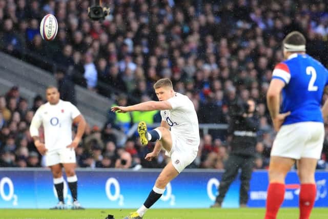 Owen Farrell kicks an early penalty for England as they beat France in the Six Nations. (PIC: Gareth Fuller/PA Wire)