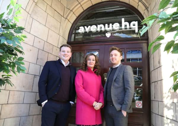 Open: From left, Matthew Kennedy, CEO of Avenue HQ, Caroline Pullich,  Barclays, and Luke Roberts, operations director at Avenue HQ.