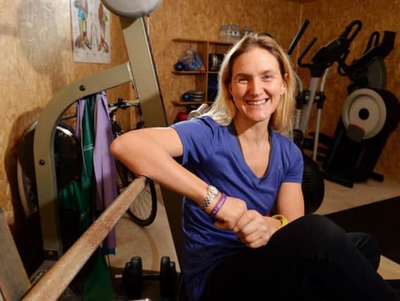 Kim Leadbeater at her home gym in Gomersal. Picture: Bruce Rollinson